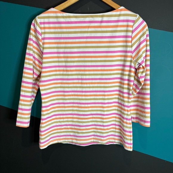 J. McLaughlin Pink and Blue Fitted 3/4 Sleeve Top - Picture 7 of 13